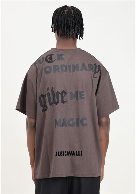 T-shirt a manica corta marrone da uomo con stampa Fuck Ordinary Give Me Magic JUST CAVALLI | 77OAHC02CJ618772